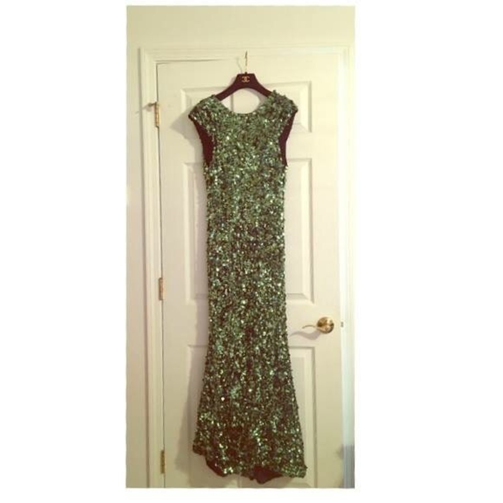 Alice + Olivia Emerald Sequin Gown